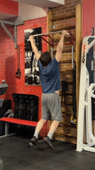 Man exercises at Saint Petersburg gym, advent calendar opened