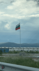Bulgarian flags fly across Plovdiv on May afternoon