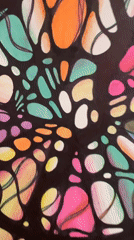 Colorful abstract artwork with organic shapes documented by witness