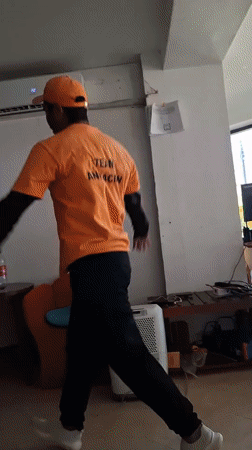 Resort animation team dances at Playa El Agua, Venezuela