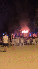 Neon-lit beach bar night scene in Ao Nang