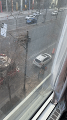 Police activity observed from Montreal window during evening hours