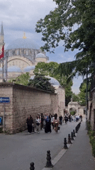Istanbul street scenes show pedestrians near mosque, Galata Bridge
