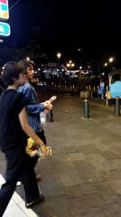 Evening out in Semarang's old town, people gathering and strolling