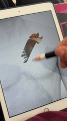 Artist creates religious digital illustrations on iPad in Yaiza
