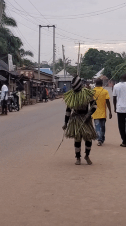 Traditional ceremony performer spotted in Akwanga village streets