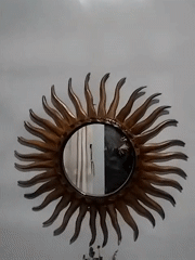Sun-shaped mirror spotted on wall in Lhokseumawe, Indonesia