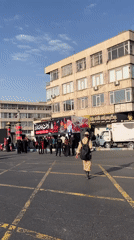Flags and military presence on Tehran streets