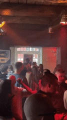 Moscow nightclub scene and window view captured early morning