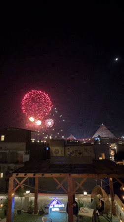 Fireworks Display Lights Up Great Pyramid of Giza