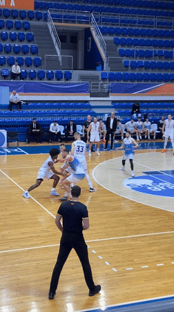 Basketball game underway in Bar, Montenegro gymnasium