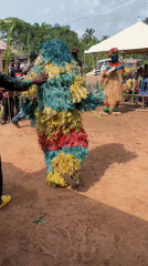 Traditional masquerade dancers perform cultural display in Nigeria