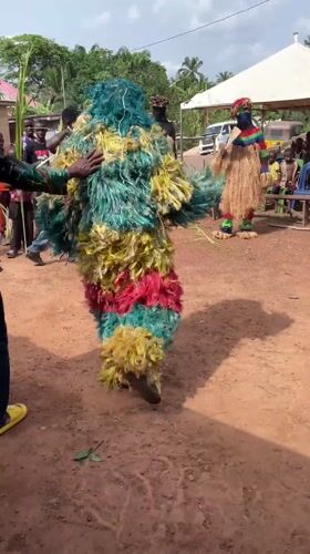 Traditional masquerade dancers perform cultural display in Nigeria