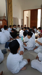 Morning religious gathering at a mosque in Tulungrejo, Indonesia