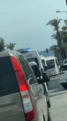 Ambulances respond through traffic in Fethiye, Turkey