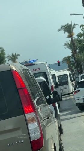 Ambulances respond through traffic in Fethiye, Turkey