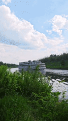Cruise ship spotted traveling on Russian river
