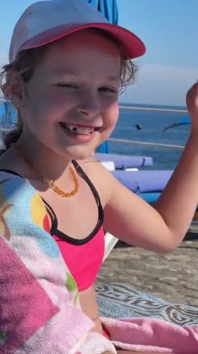 Family beach day captured at Montenegro Adriatic resort