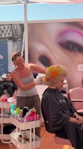 Beauty brand activation and street style in midday Cannes