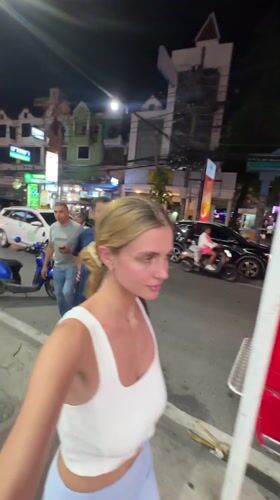 Nighttime entertainment district activity documented in Patong, Thailand