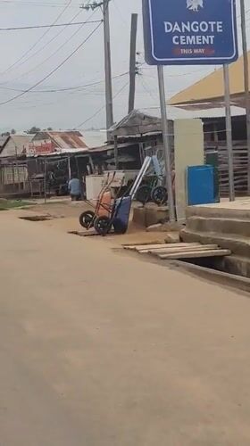 Commercial vehicles observed near cement marketplace in Keffi, Nigeria