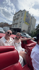 Vintage red convertible spotted cruising Belgrade streets with three passengers