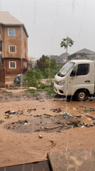Heavy rains flood streets in Nkpor, Nigeria