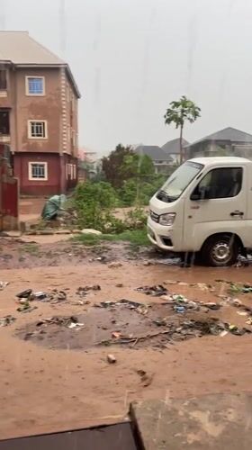 Heavy rains flood streets in Nkpor, Nigeria