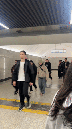 Moscow Metro Commuters Navigate Station During Evening Rush Hour
