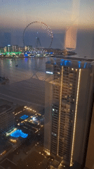 Dubai waterfront and Ain Dubai wheel captured at dusk