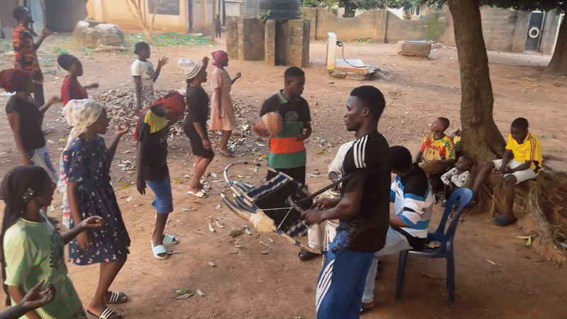 Village celebration with dancing and drumming in Akwanga, Nigeria