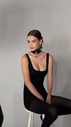 All-black fashion shoot in a London studio, multiple looks