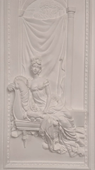 Art display features sculpture and paintings at location