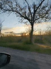 Driver captures sunset view while traveling through Kryvyi Rih