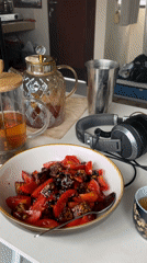 Home meal preparation captured in Marga, Indonesia