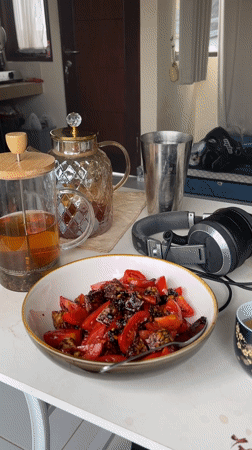 Home meal preparation captured in Marga, Indonesia