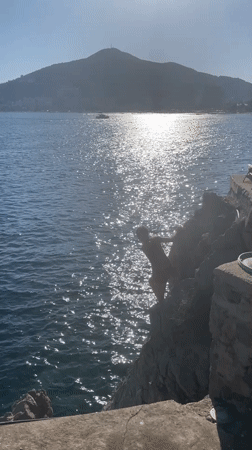 Beach day captured along Montenegro's Adriatic coast in Budva