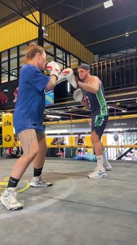 Morning training session at a Chalong Muay Thai gym