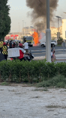 SUV catches fire on Dubai street, firefighters respond