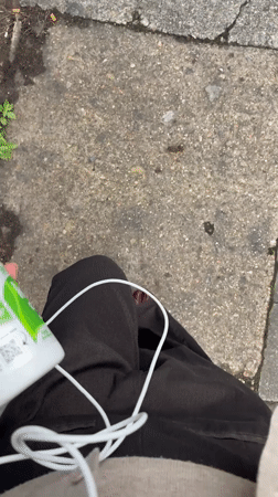 On foot through London streets, tagged #intransit