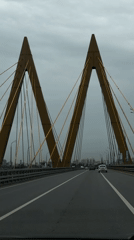 Traffic recorded crossing yellow cable-stayed bridge in Kazan