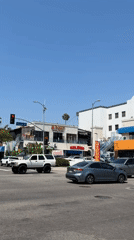 Evening street scene captured at Los Angeles intersection