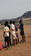Young men gather for sports and activities in Ibo