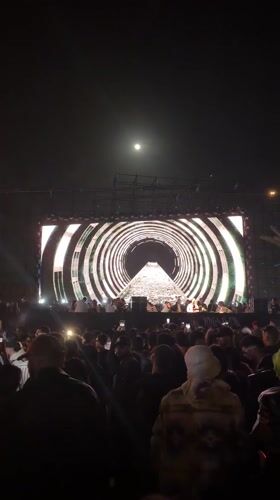 Nighttime crowd gathers for stage event in Marrakesh