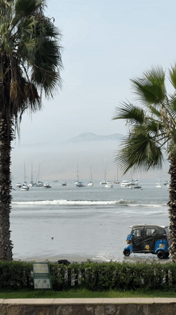 Evening coastal scene documented at Ancón beach, Peru