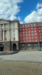 Rolling past Sofia's Council of Ministers in central Bulgaria