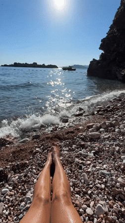 Lazy afternoon at Sveti Stefan's beach and coastline
