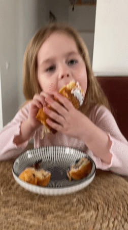 Child enjoys Easter treats in Izhevsk, Russia