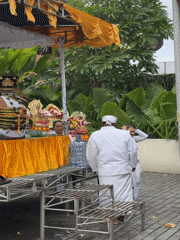 Traditional Balinese Hindu ceremony conducted in Mengwi, Indonesia