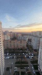 Sunrise observed over Krasnogorsk cityscape, Russia